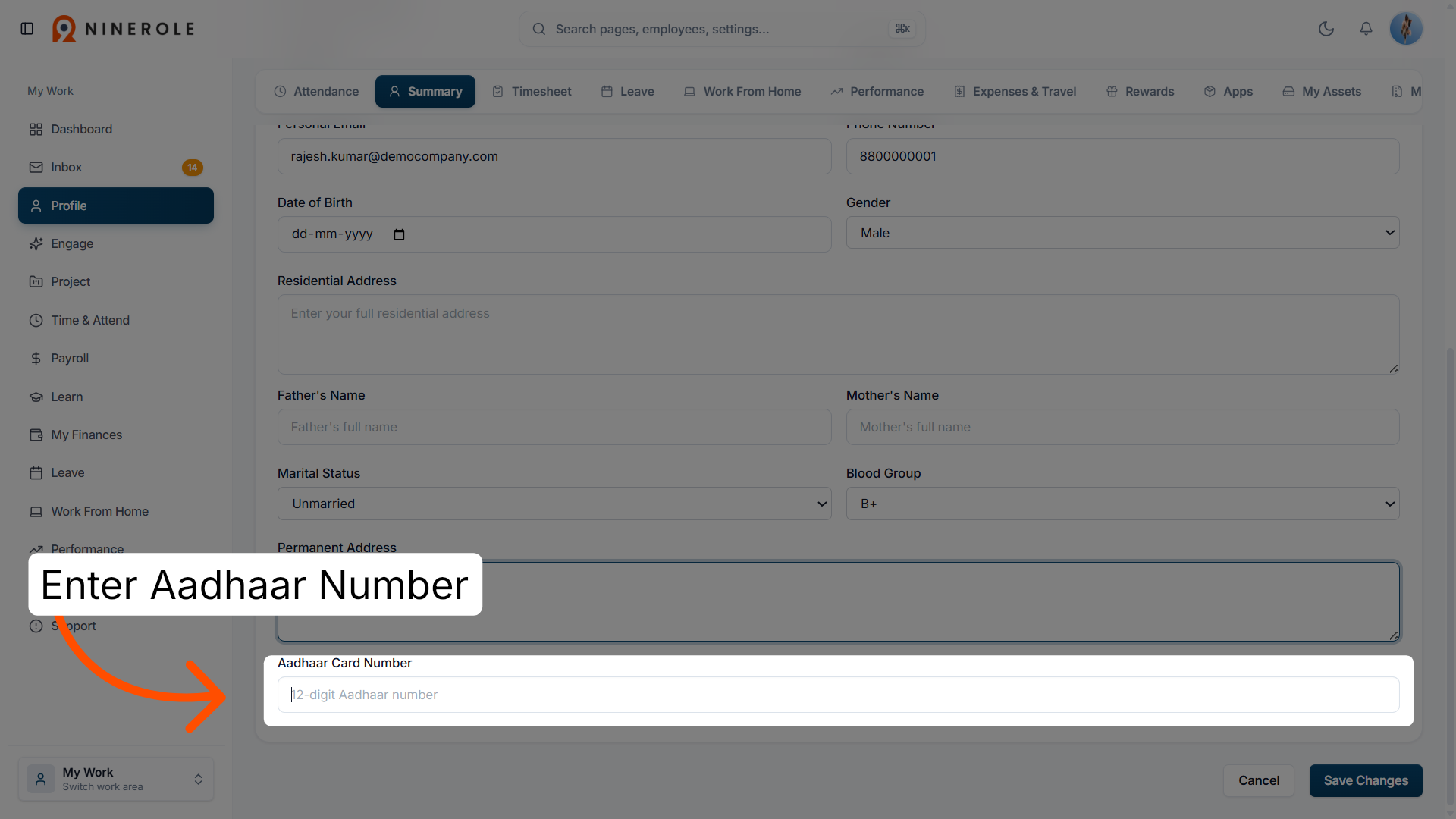 Enter Aadhaar Number