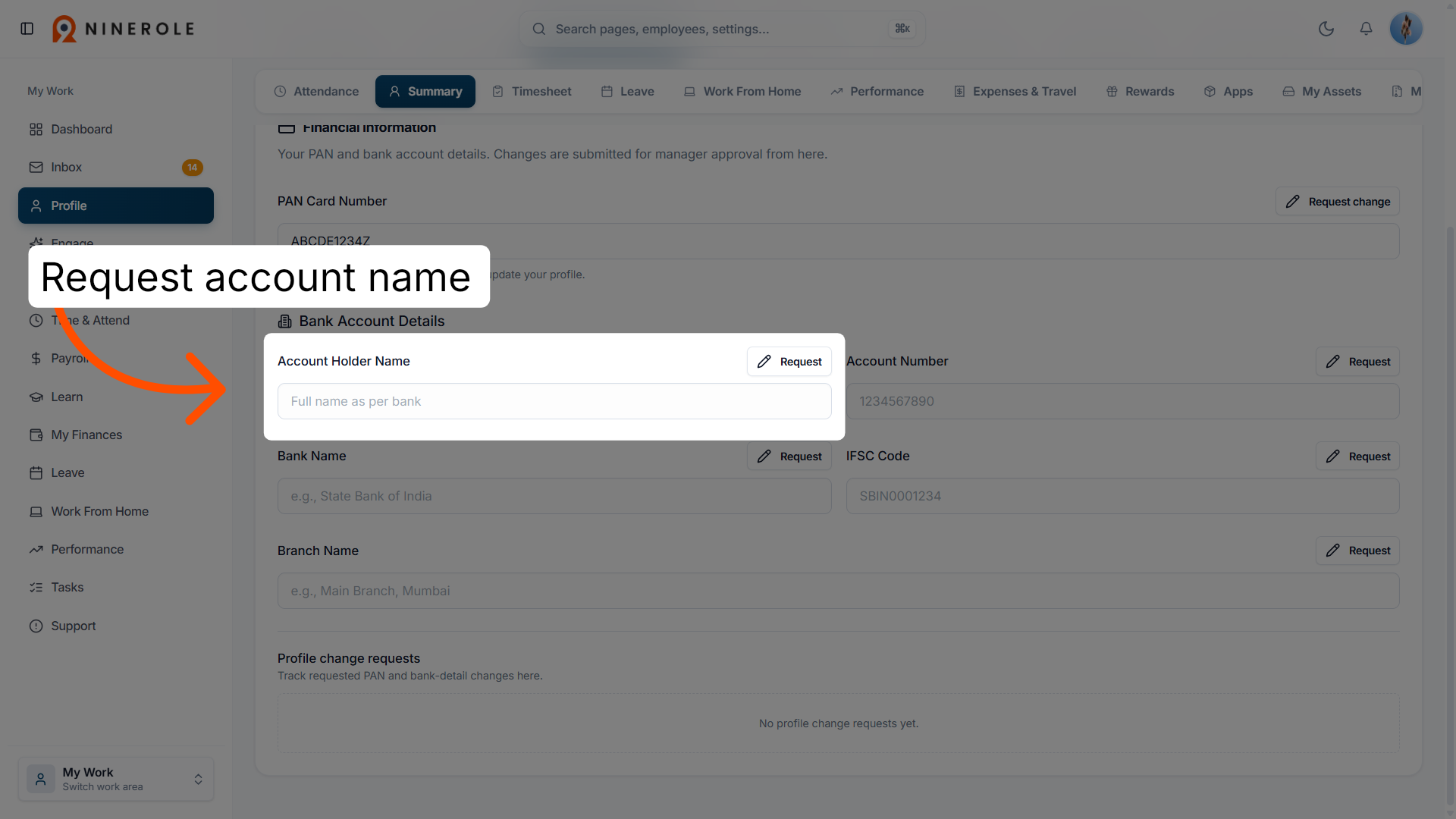 Request Account Holder Name Change