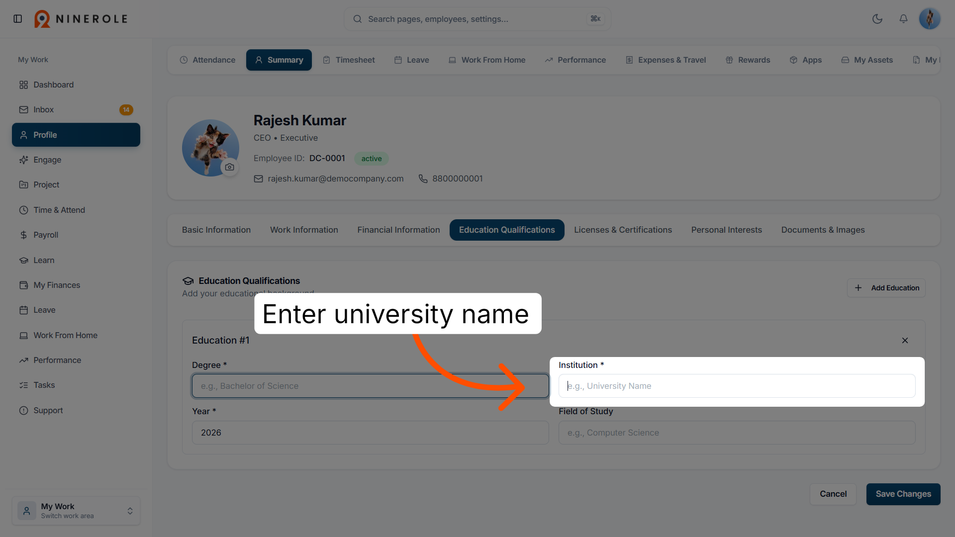 Enter University Name