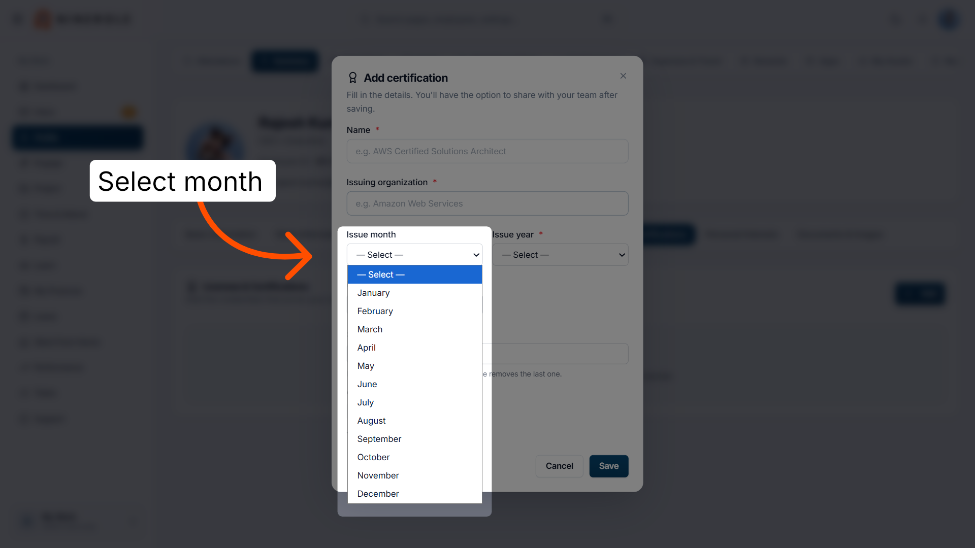Select Certification Month