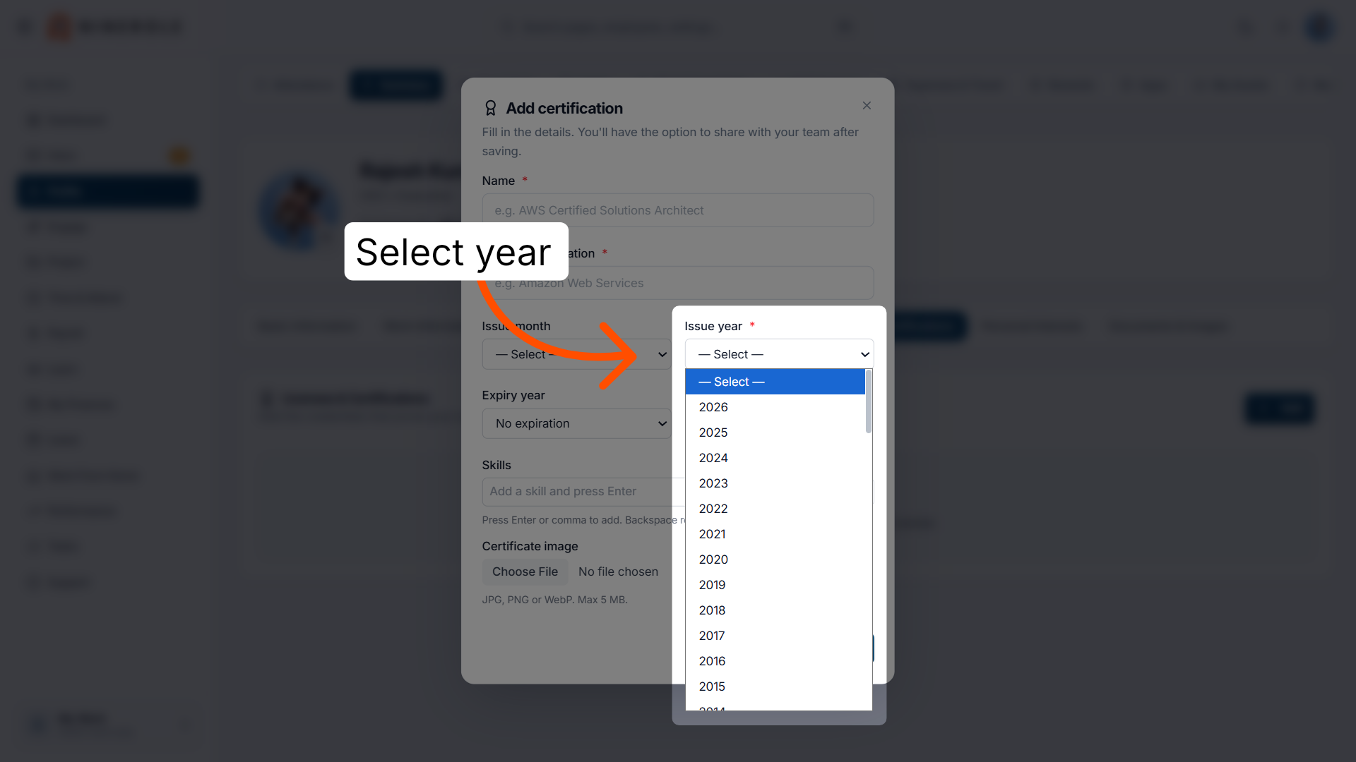 Select Certification Year