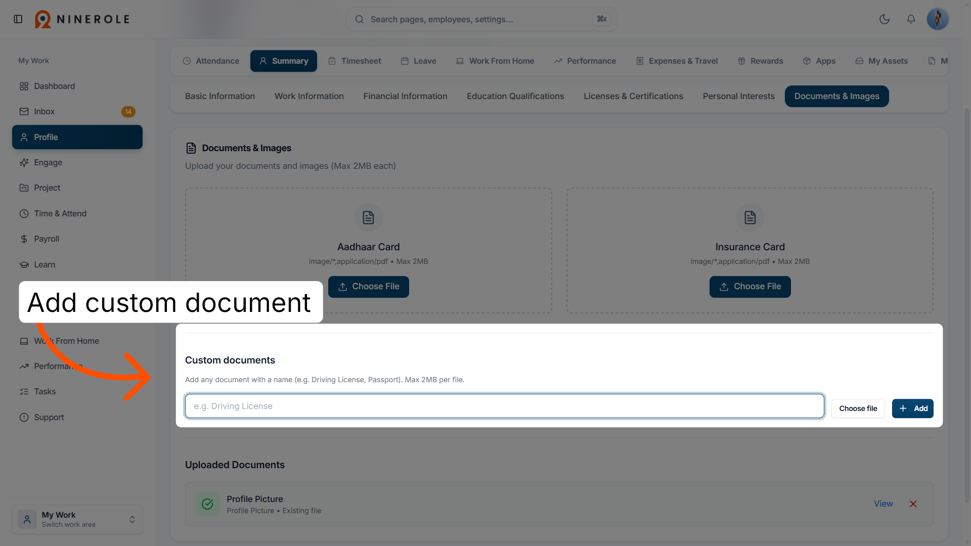 Add Custom Document