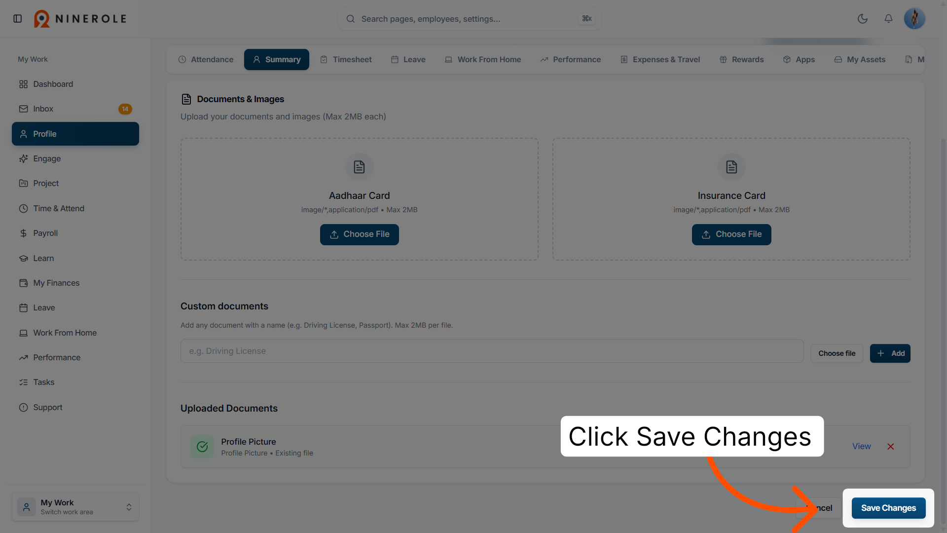 Save Document Changes