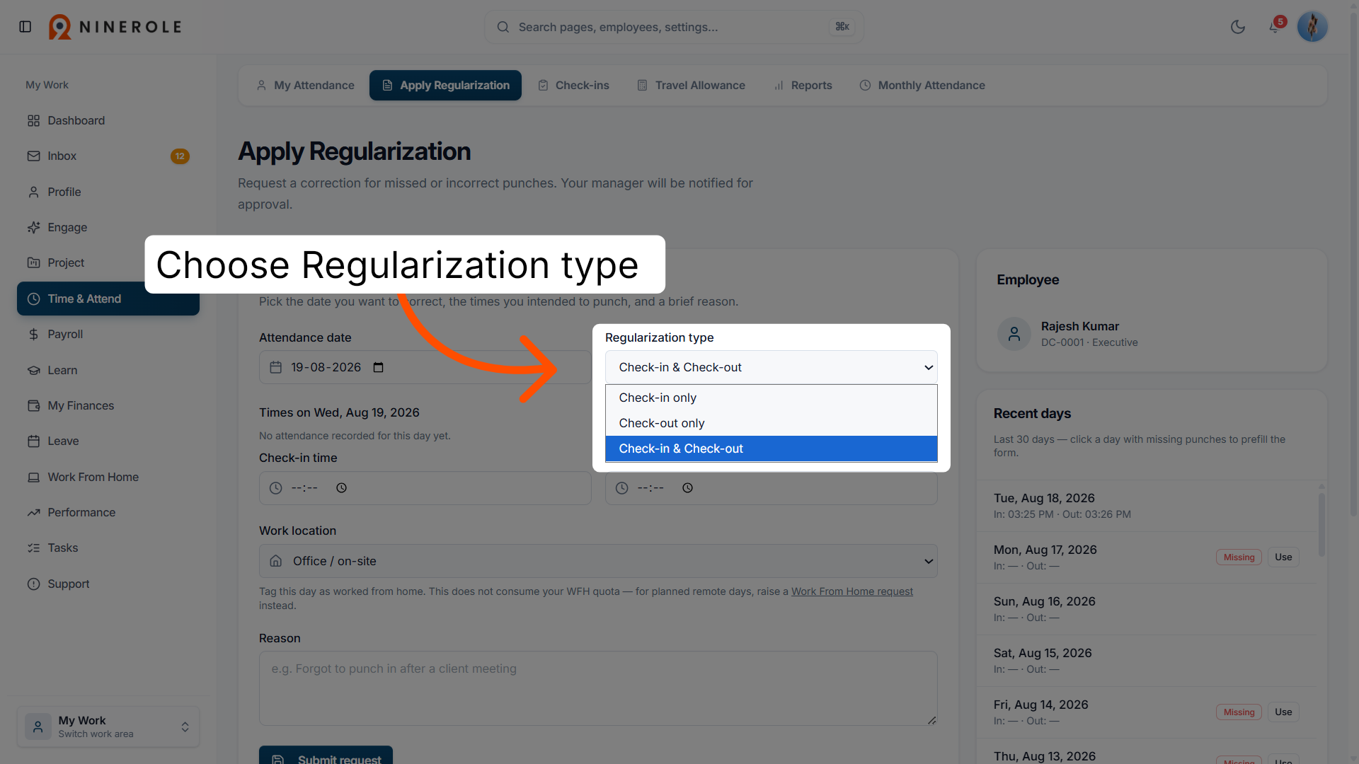 Select Regularization Type