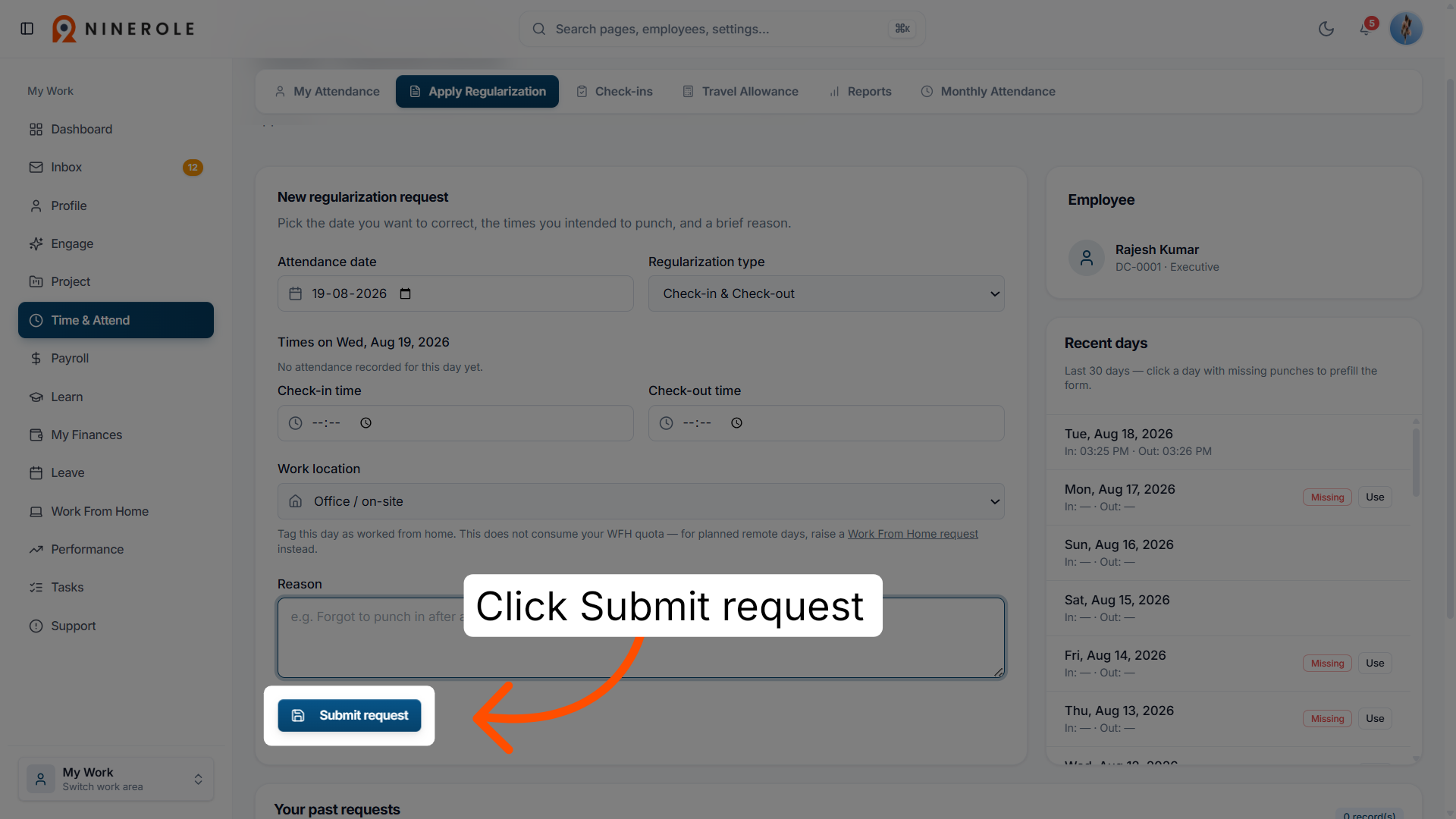 Submit Regularization Request