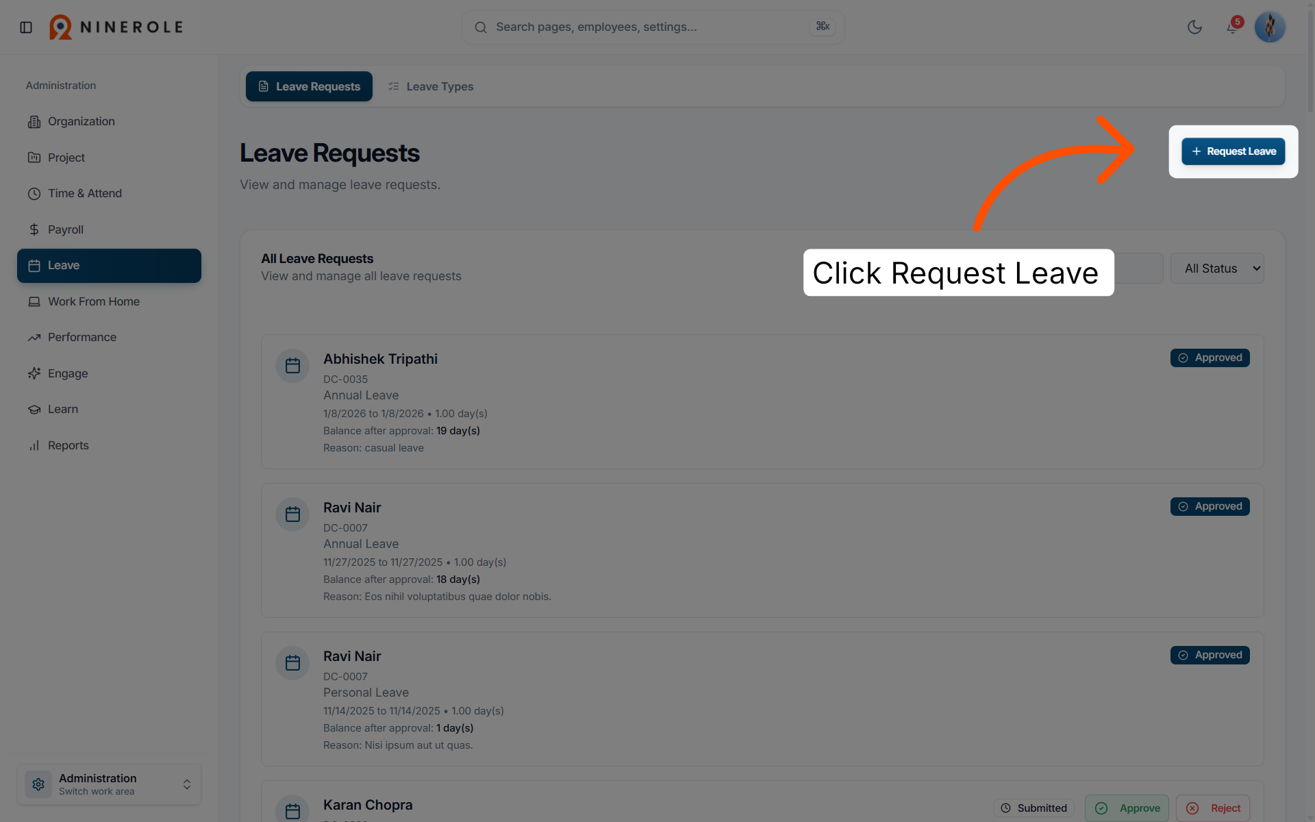Open Leave Request Form