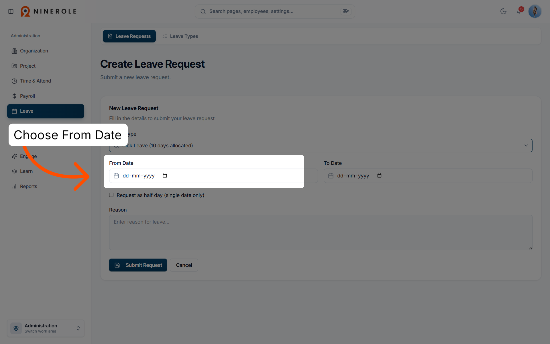 Open Start Date Picker