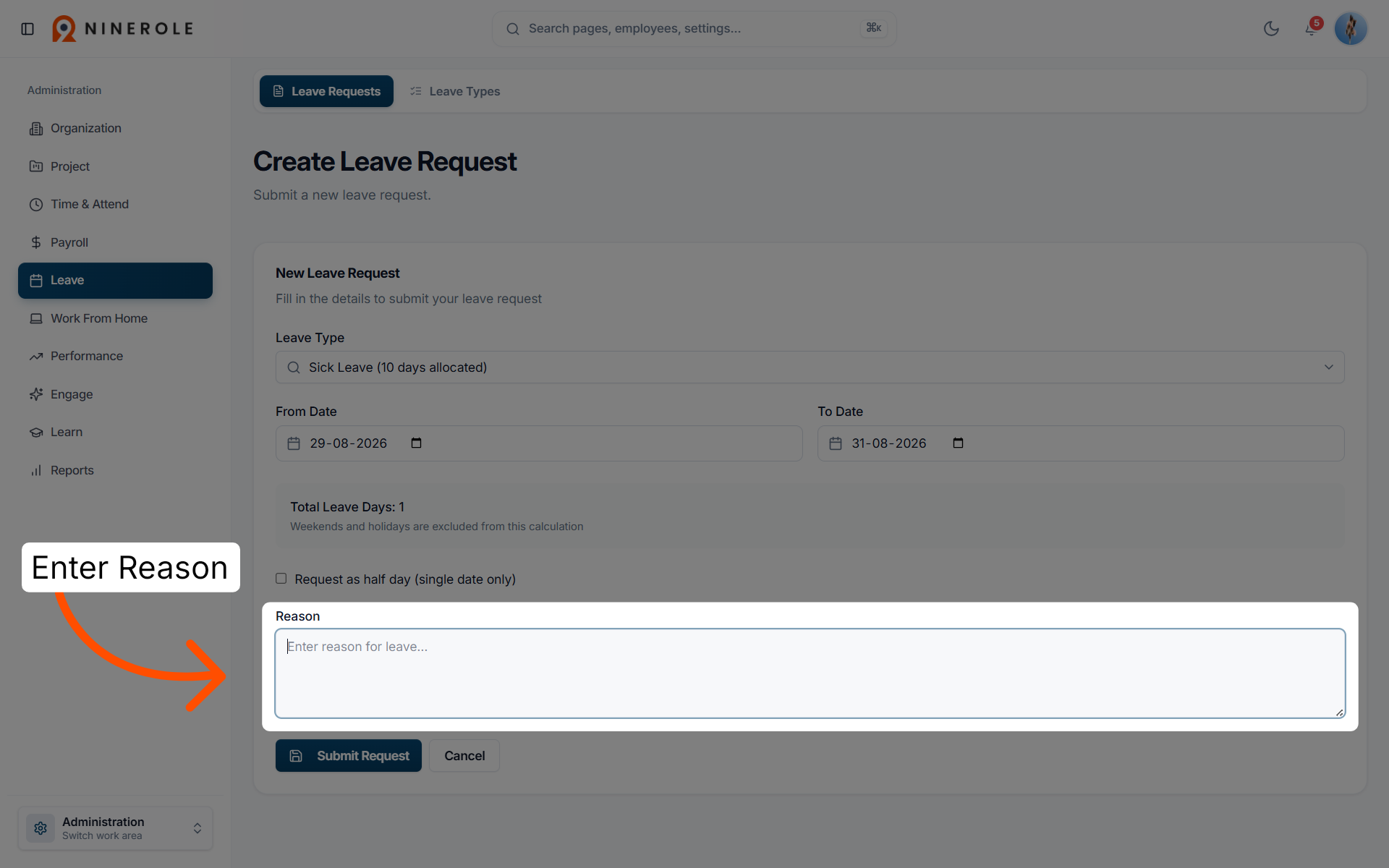 Access Reason Field