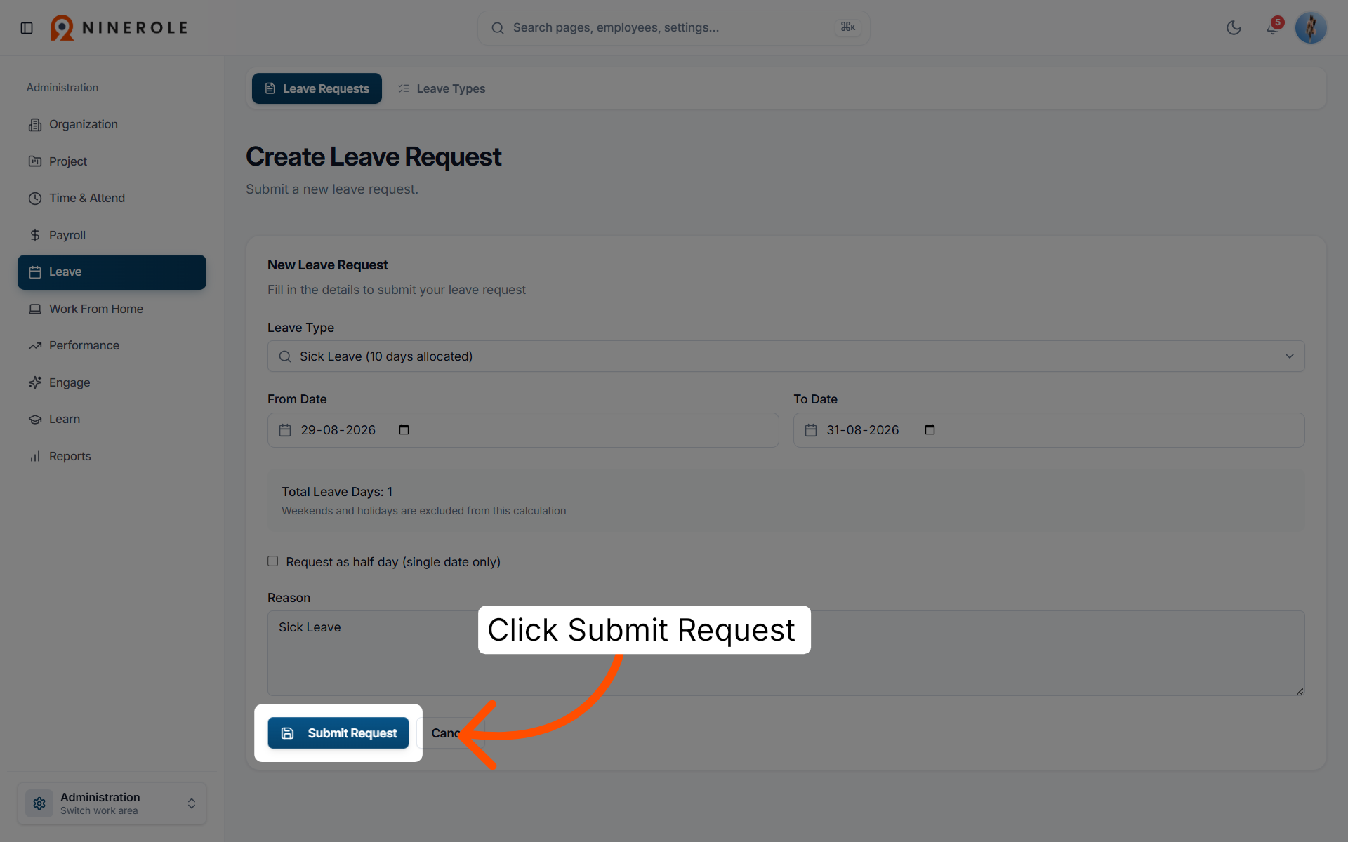 Submit Leave Request