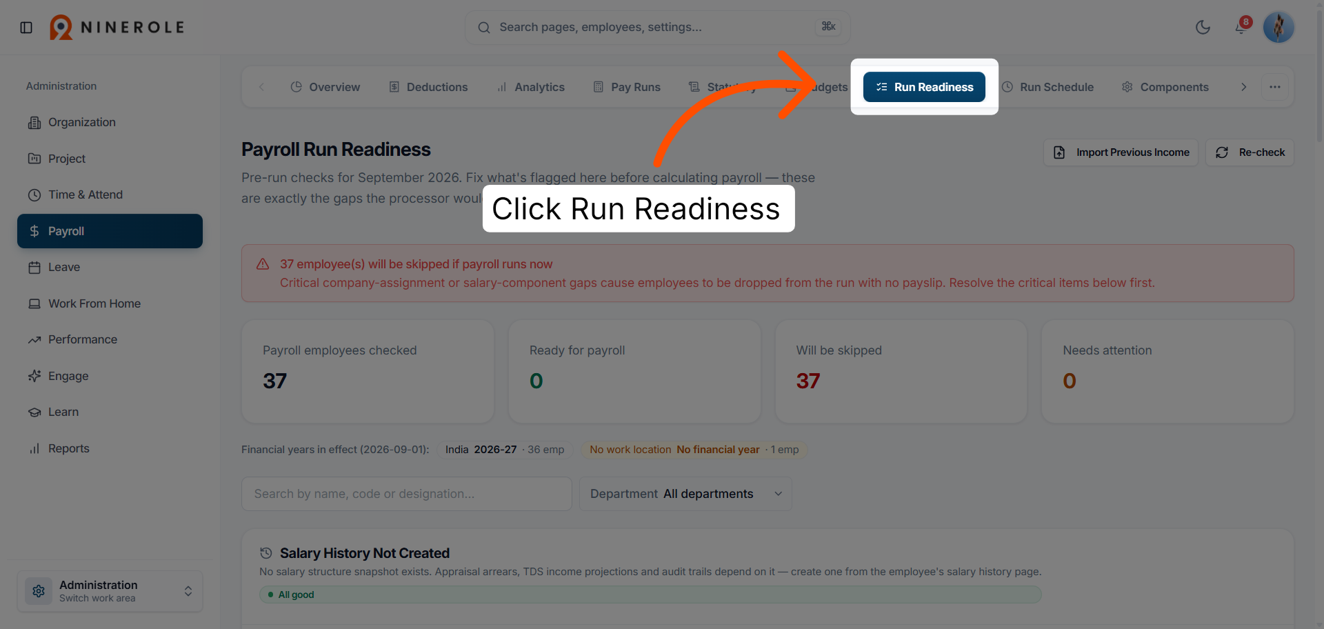 Review the readiness result