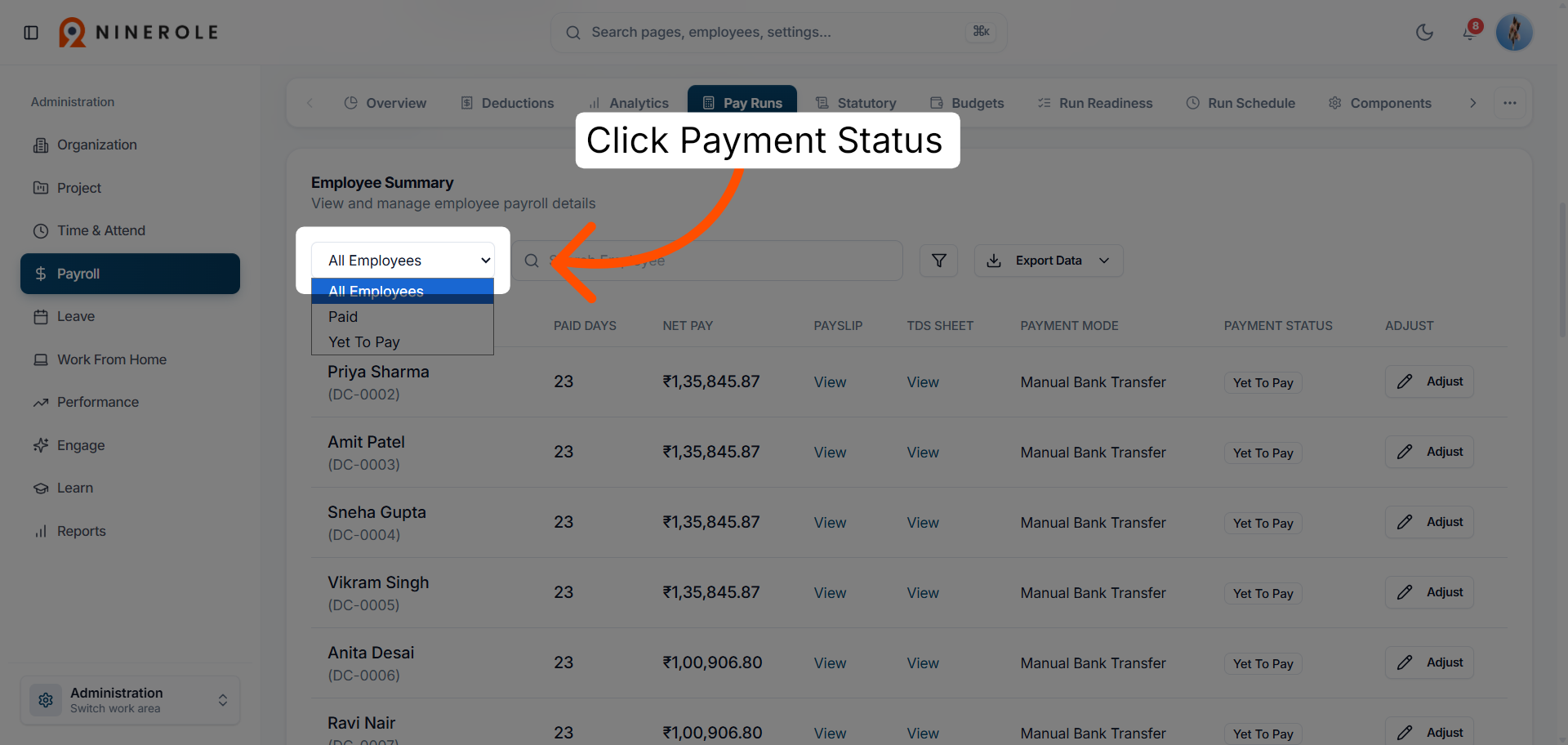 Check payment status