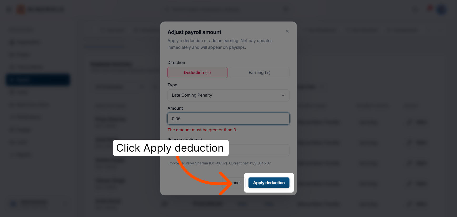 Apply the adjustment