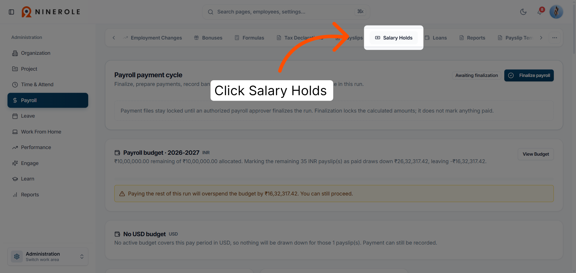 Open Salary Holds
