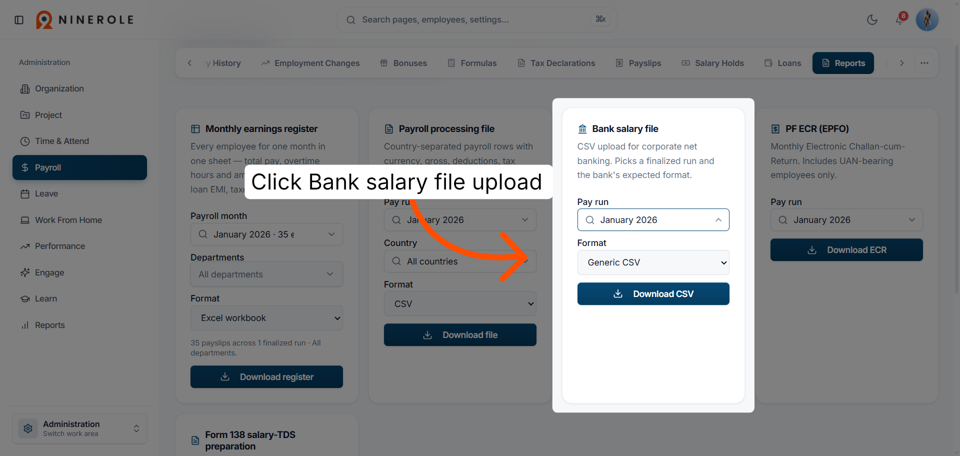 Open the bank salary file