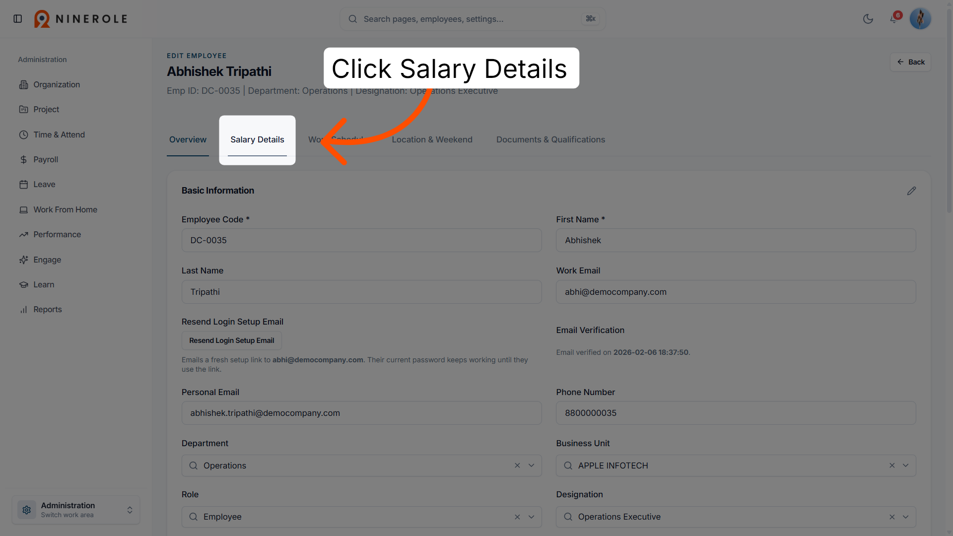 Access salary details
