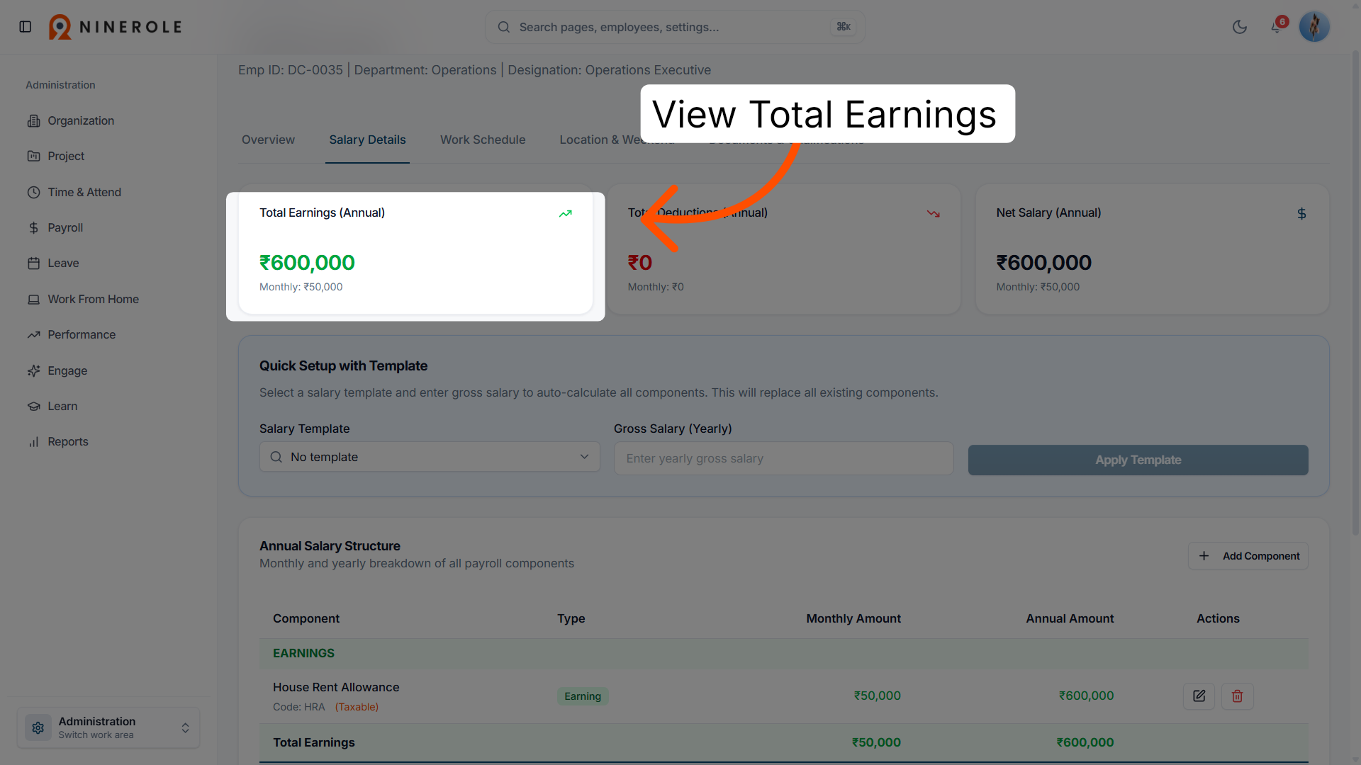 Review total earnings