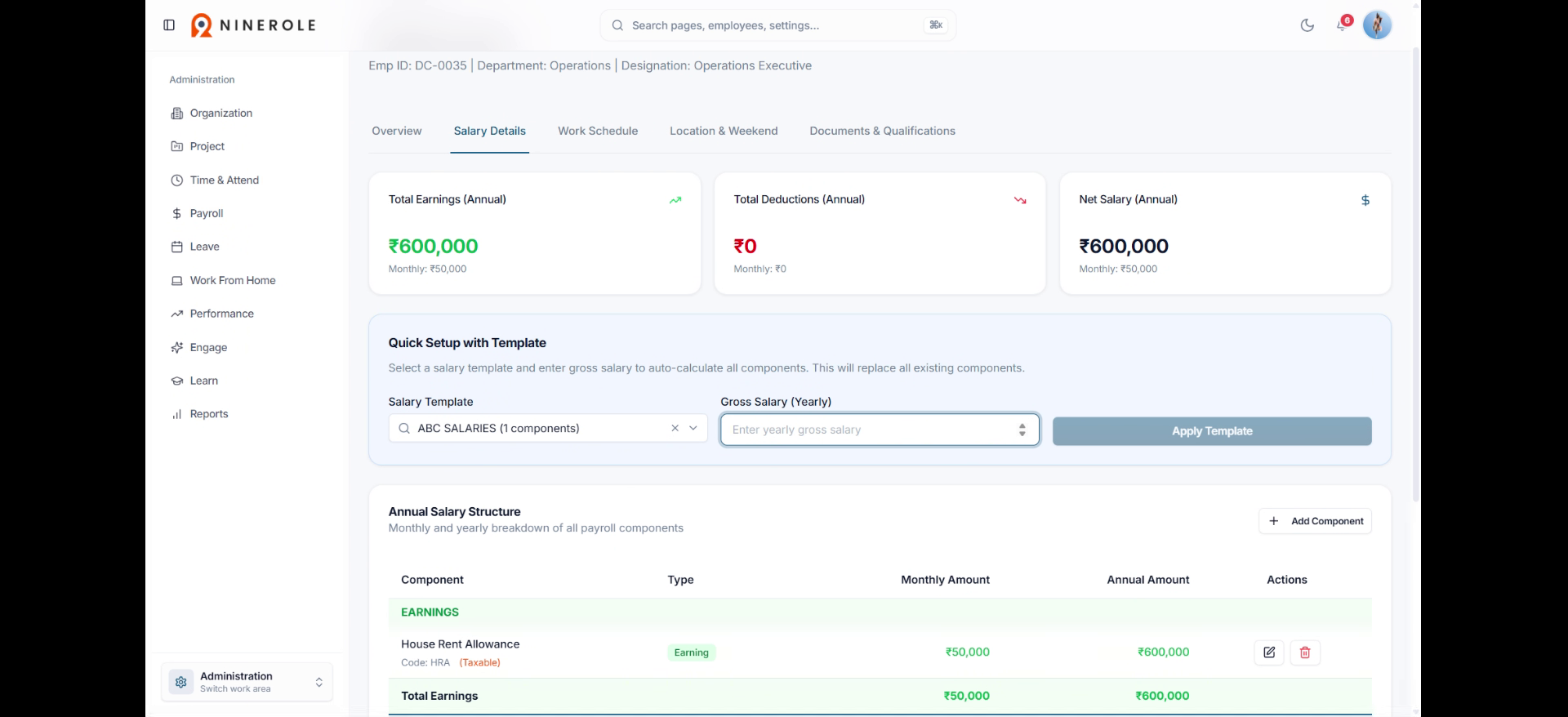 Enter the gross salary amount