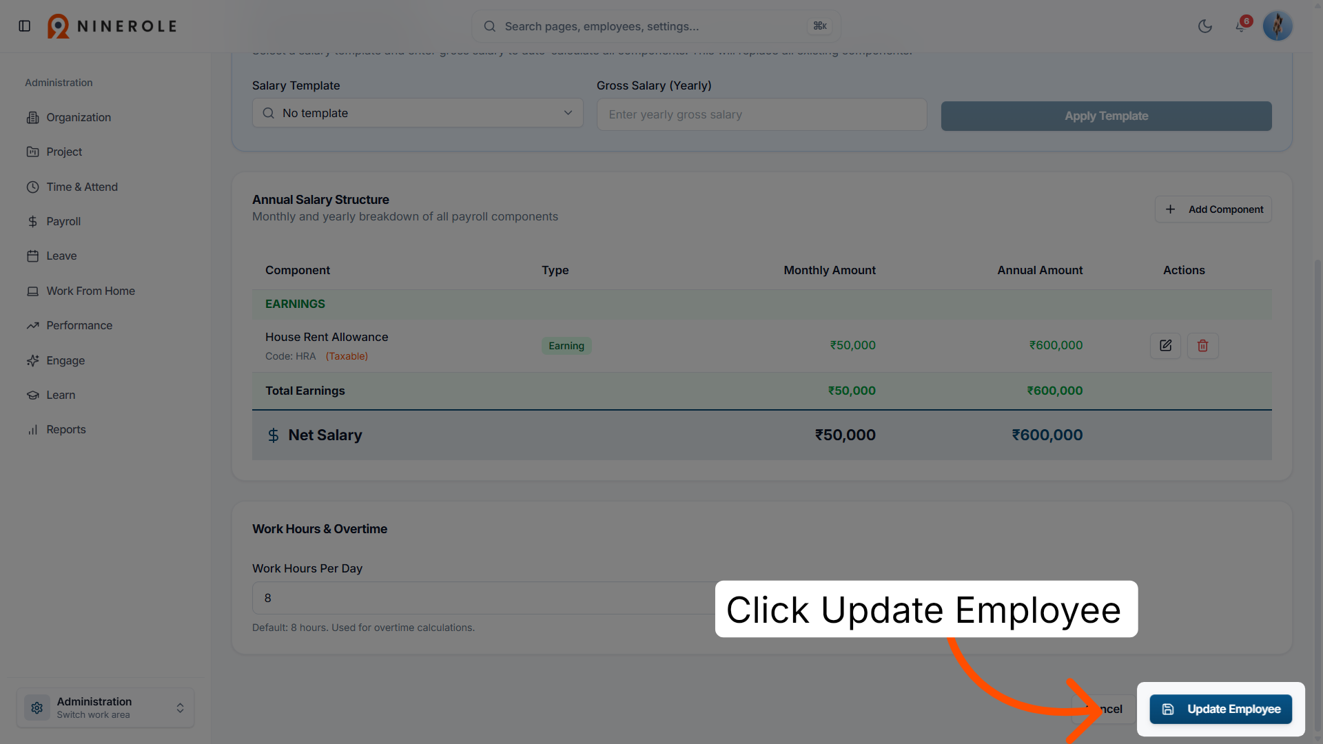 Update the employee record