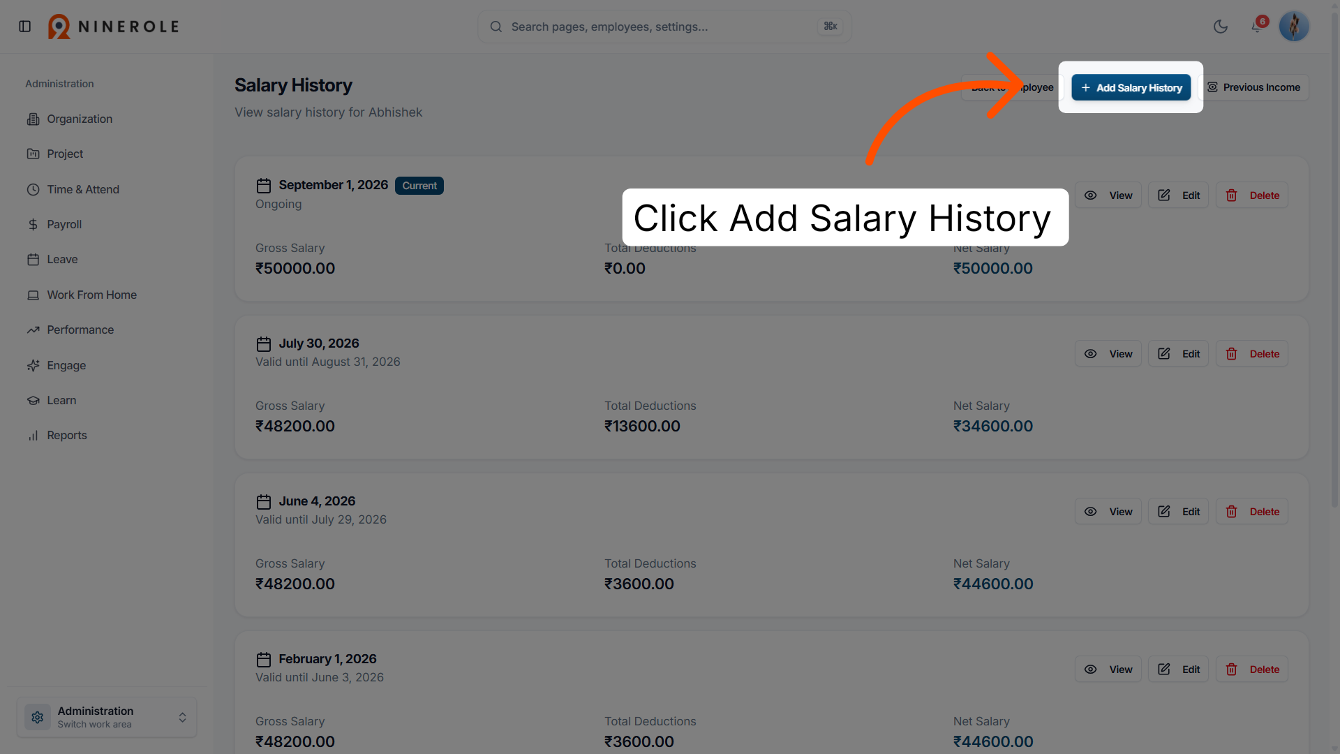 Add a salary history entry
