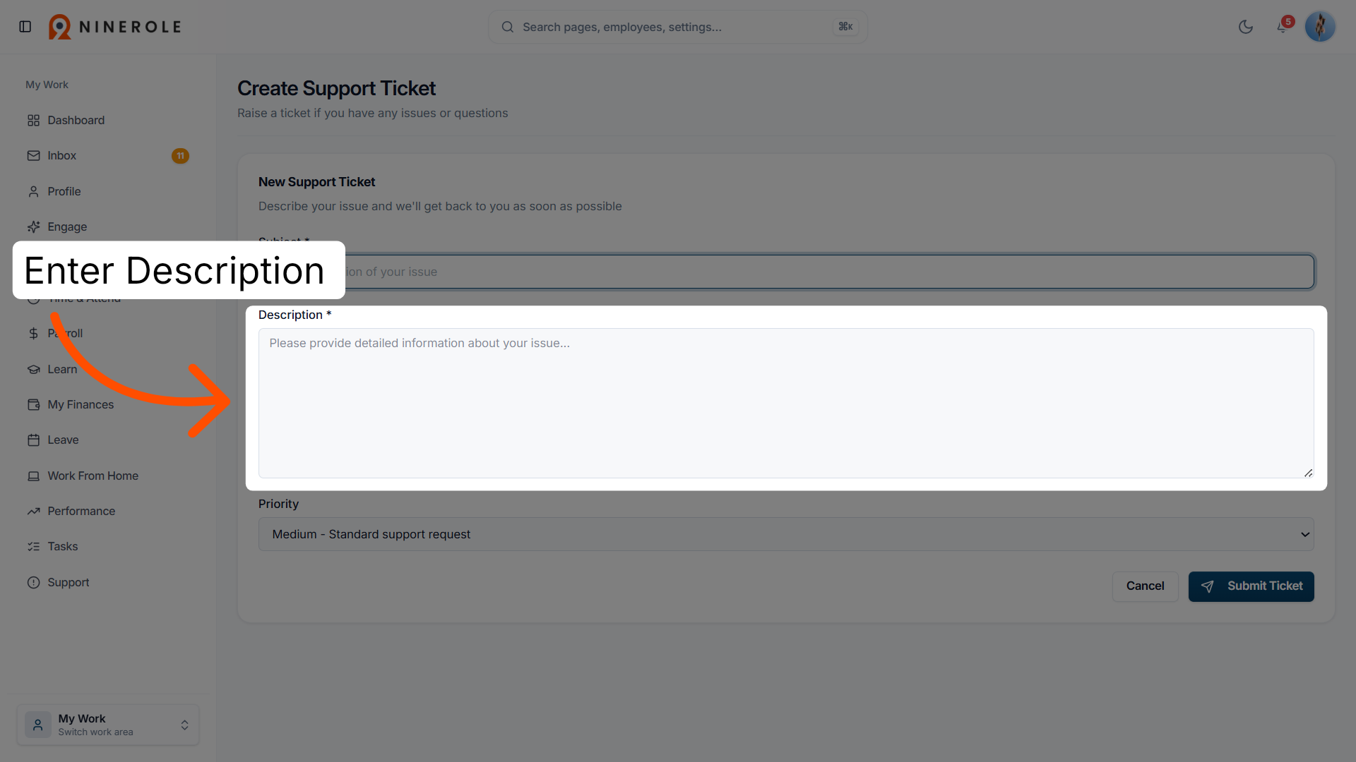 Provide Ticket Description