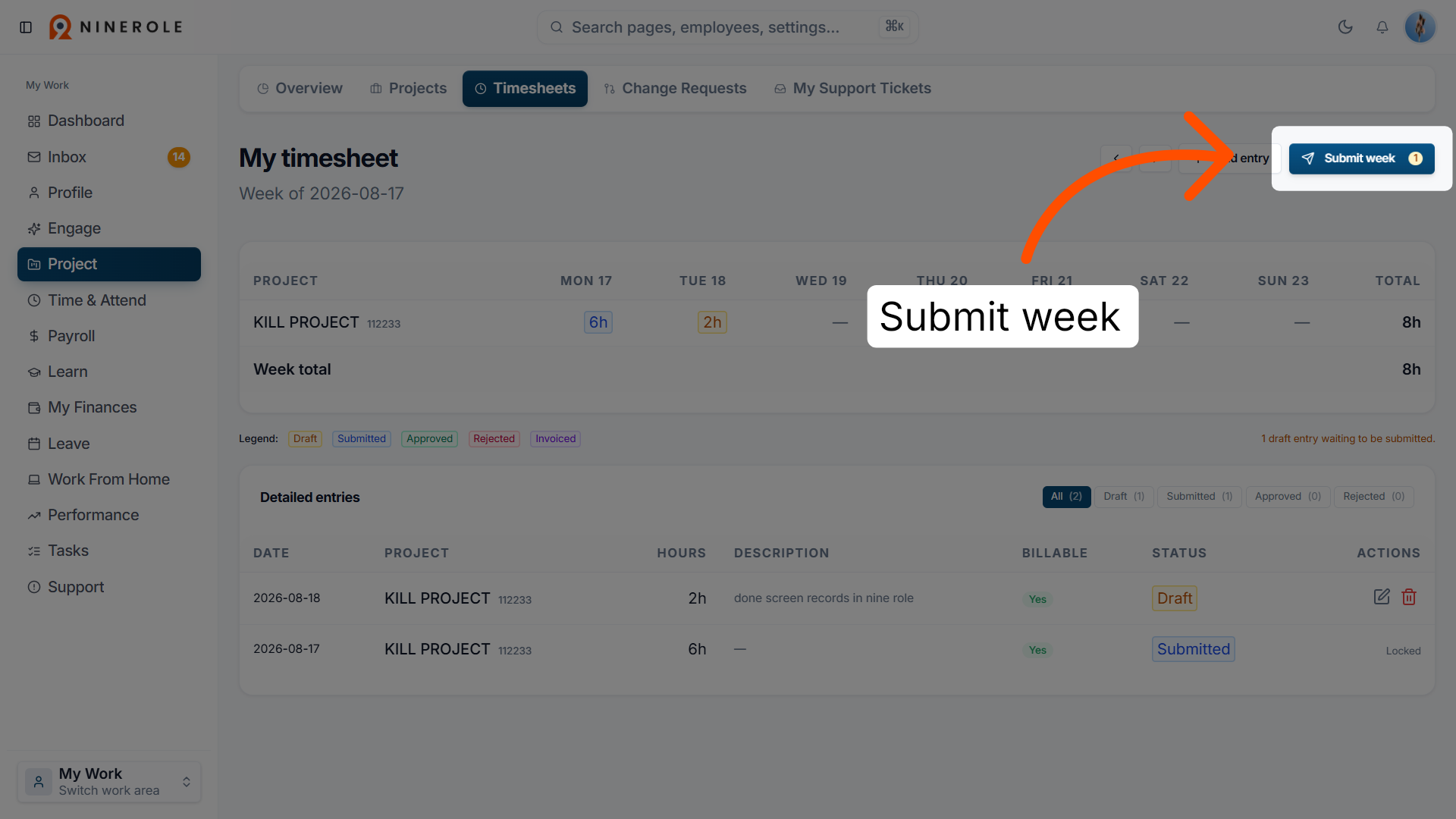 Submit Weekly Timesheet