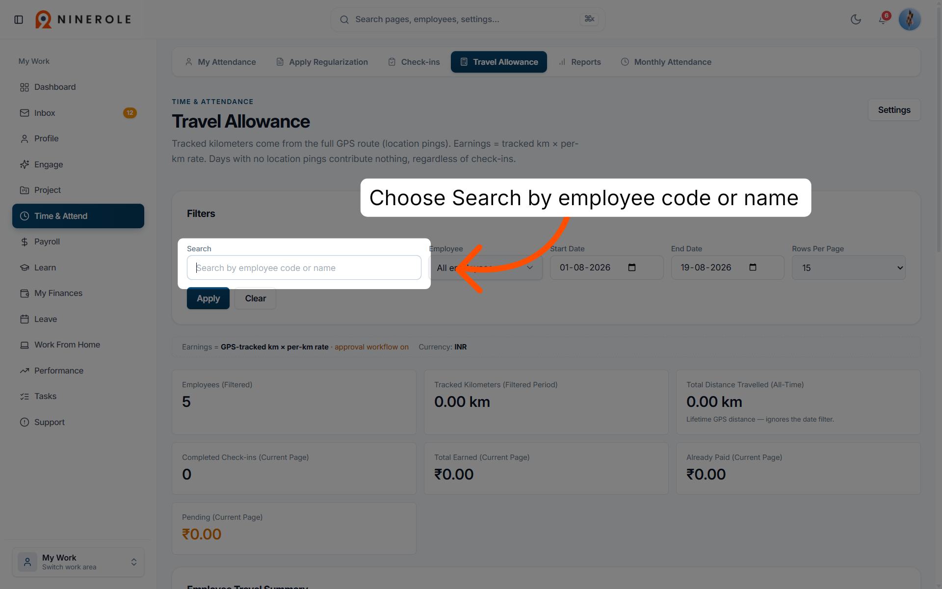 Search Employees by Code or Name