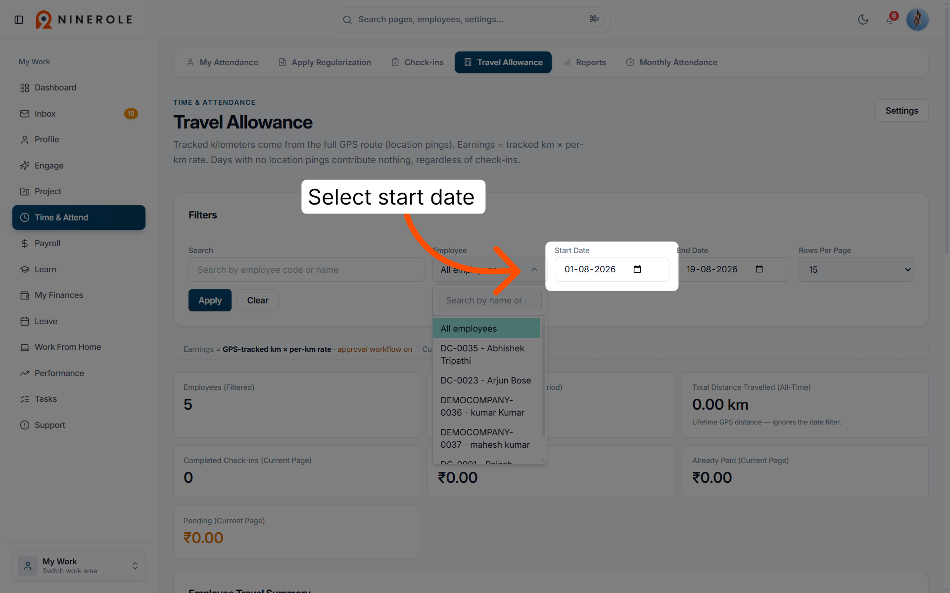 Select Start Date