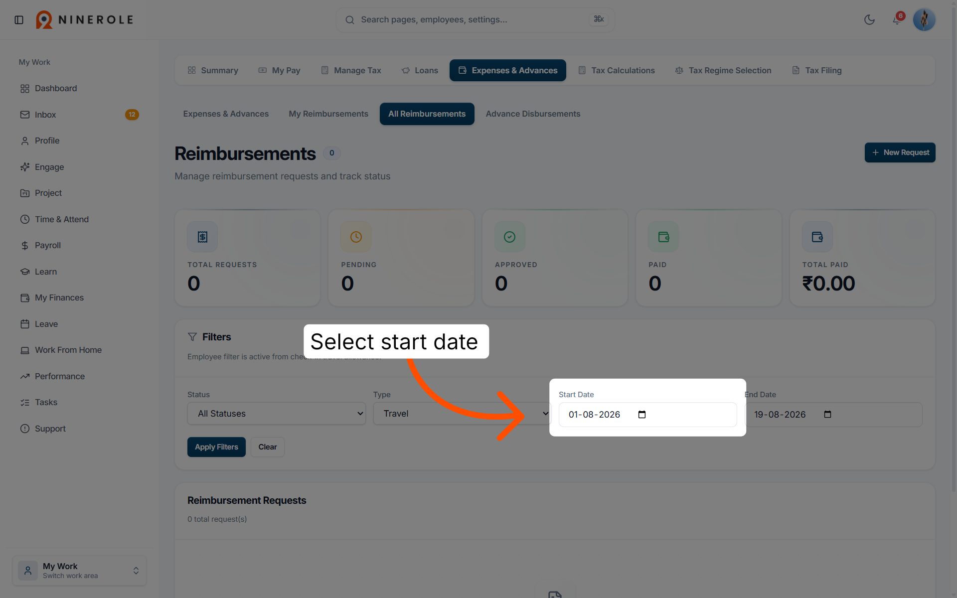 Set Reimbursement Start Date