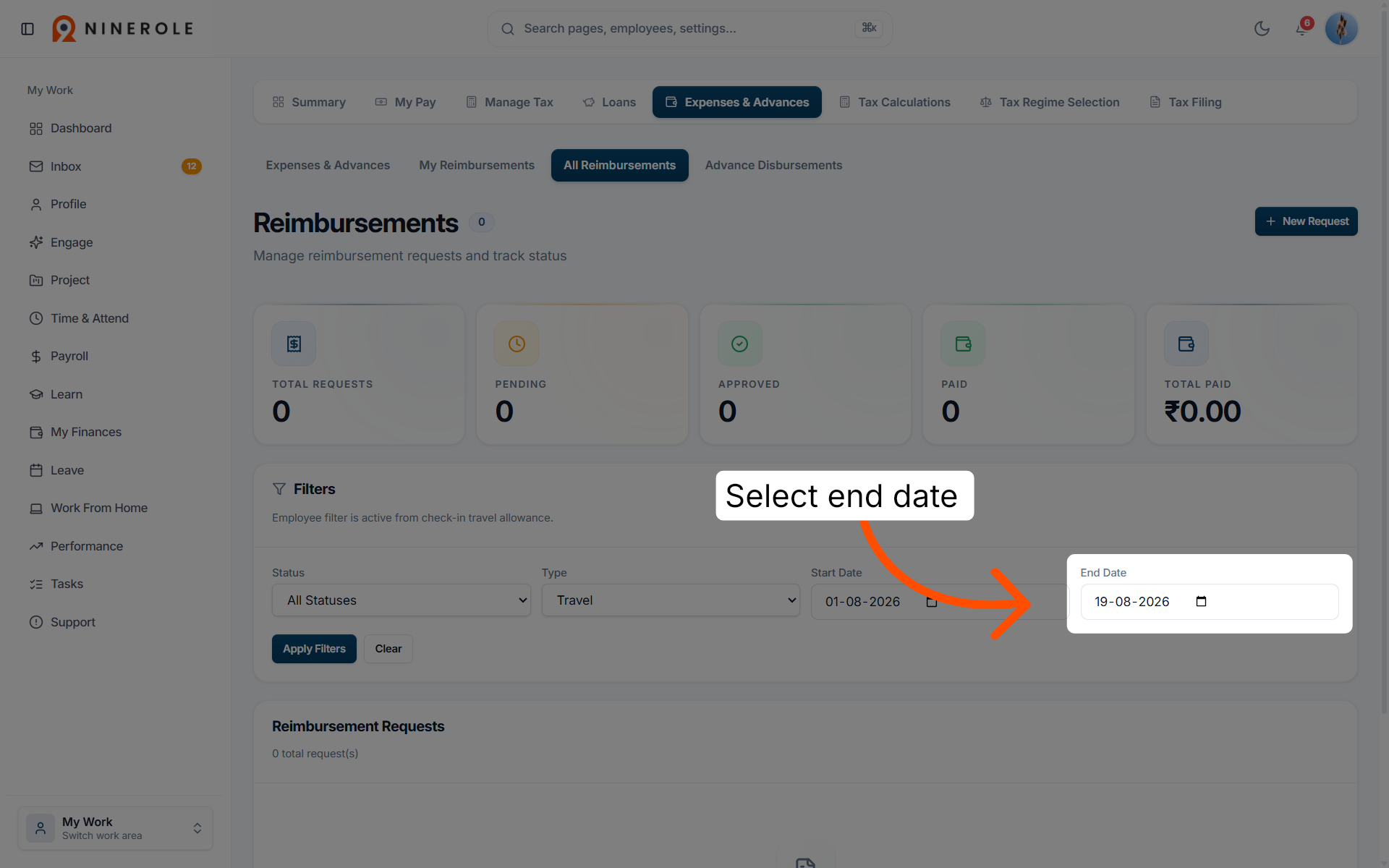 Set Reimbursement End Date