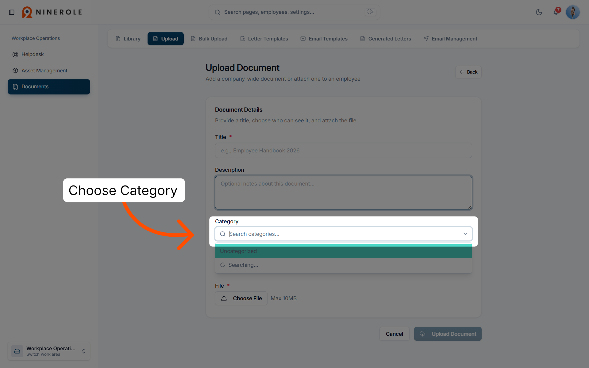 Choose Document Category