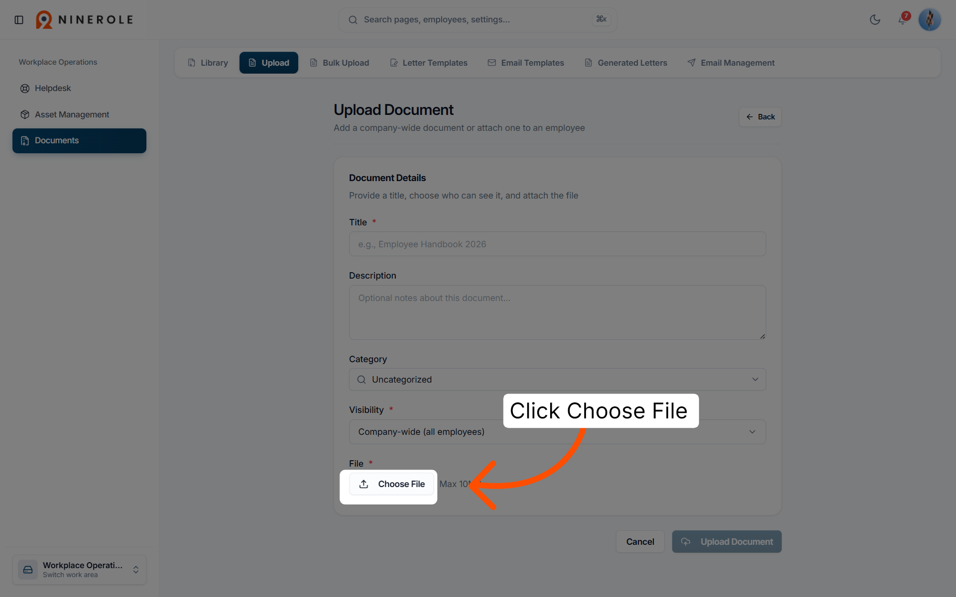 Select File To Upload