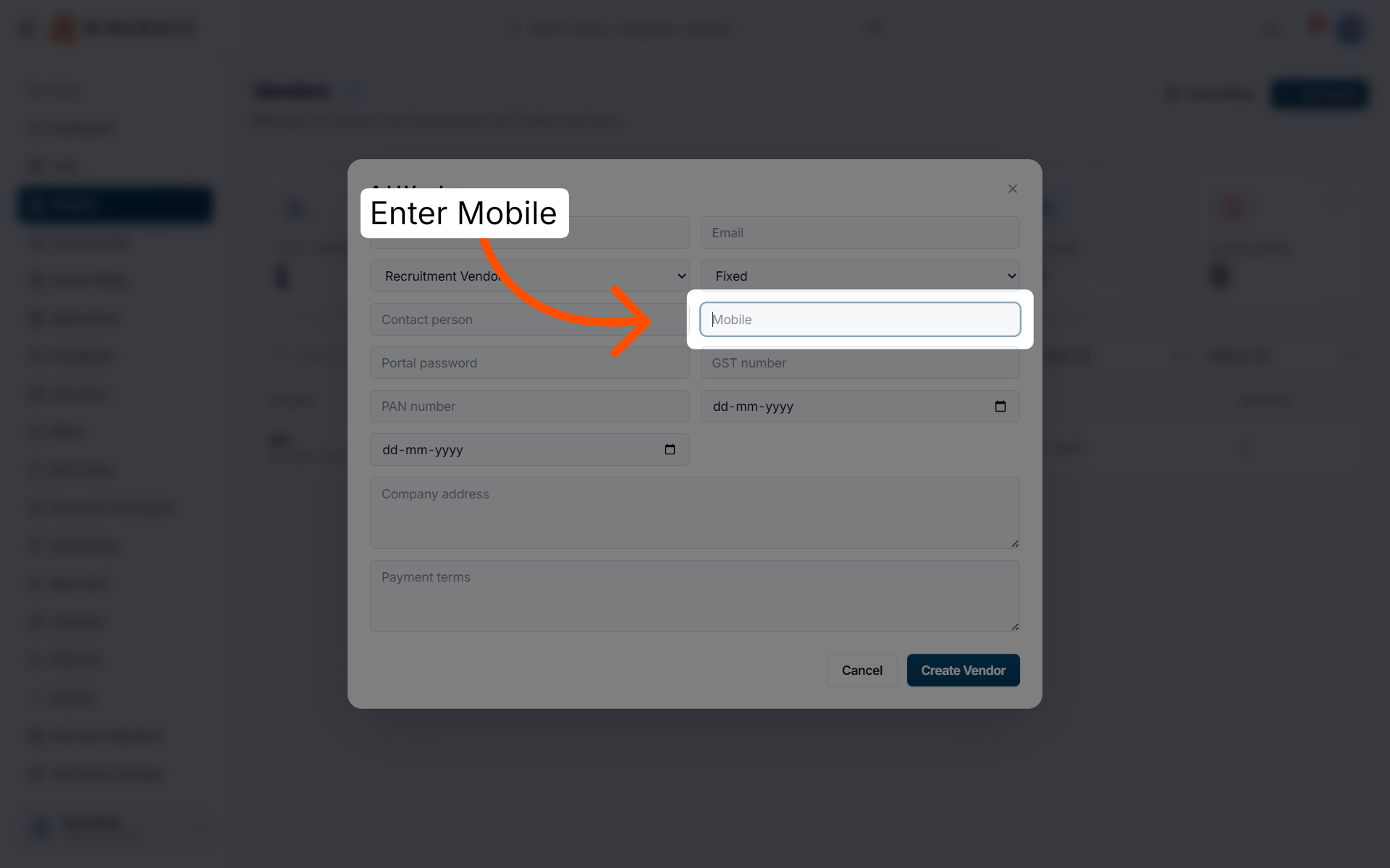 Input Mobile Number
