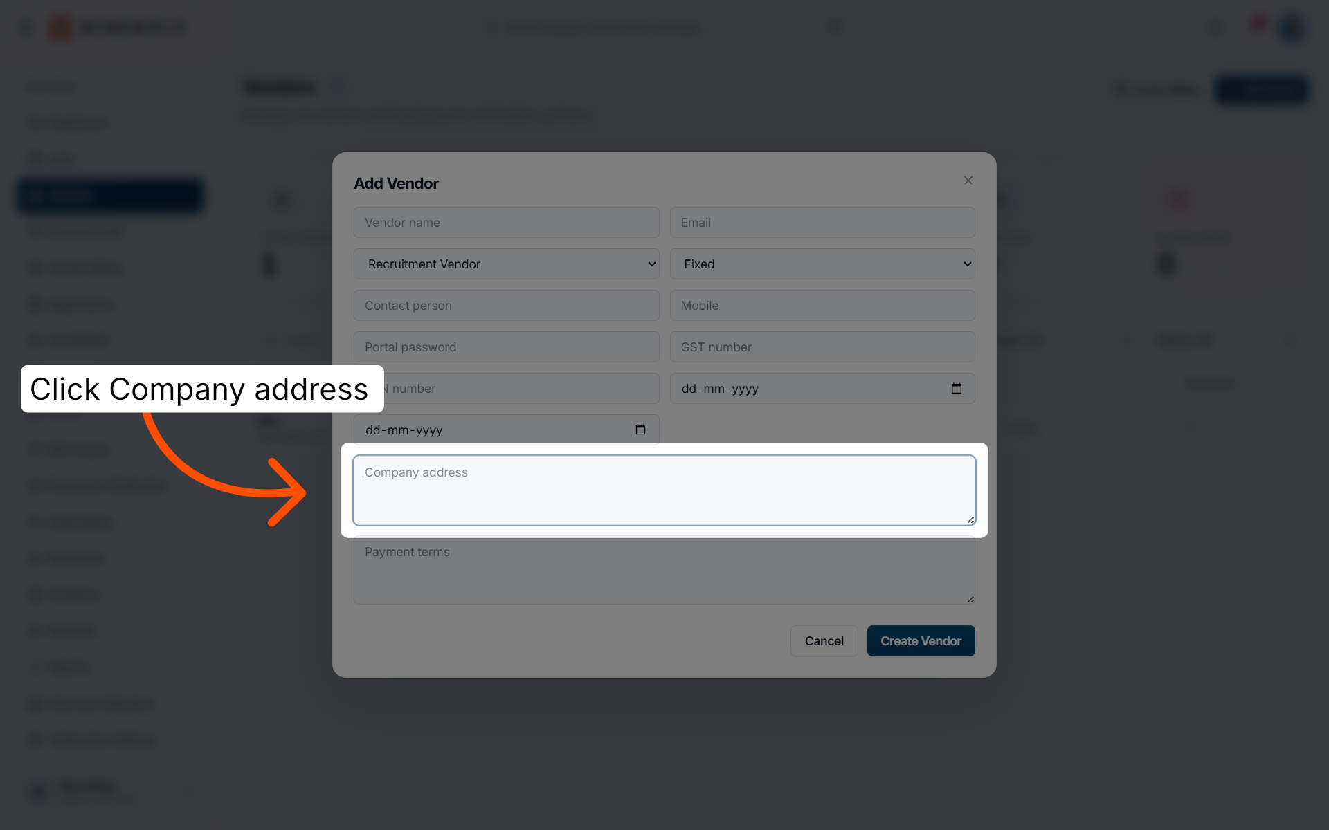 Input Company Address
