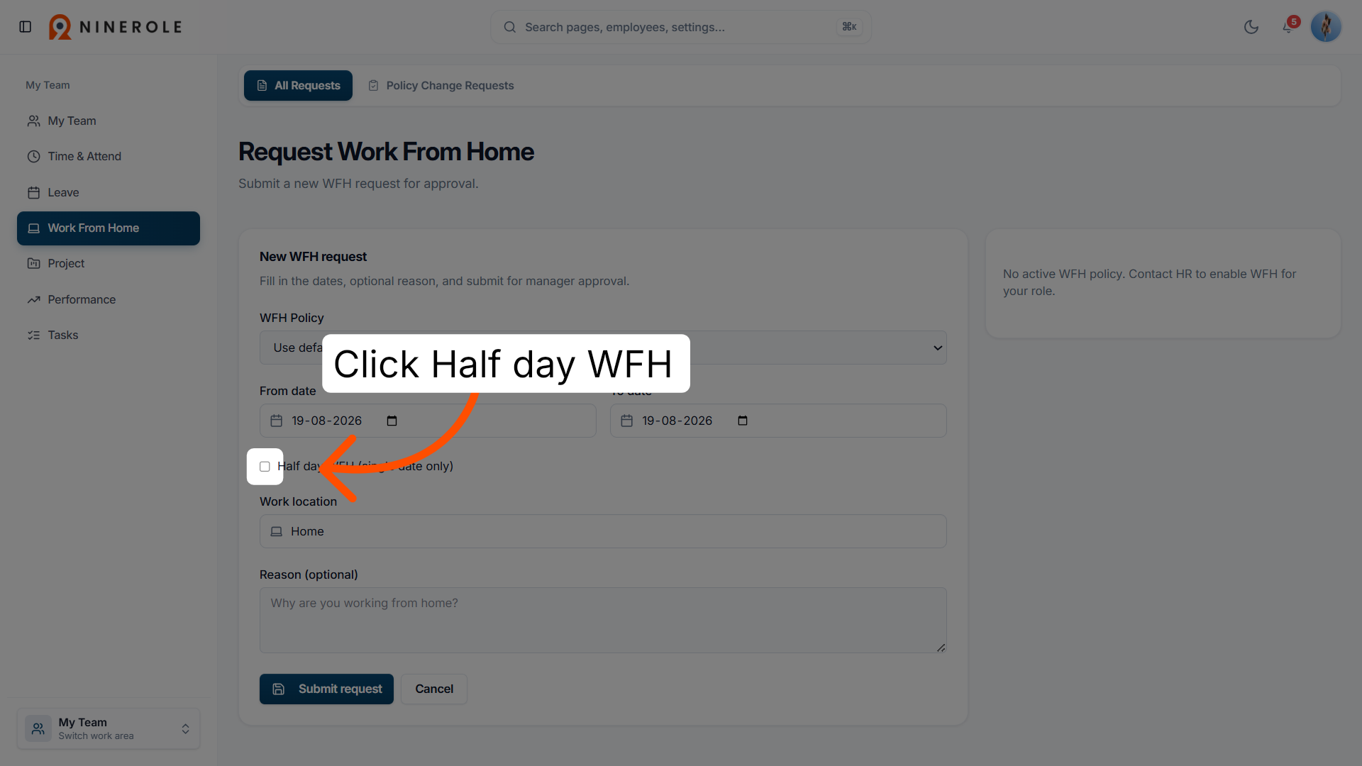 Enable Half Day Option