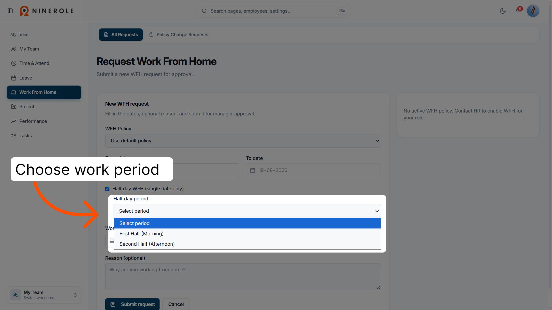 Choose Work Period