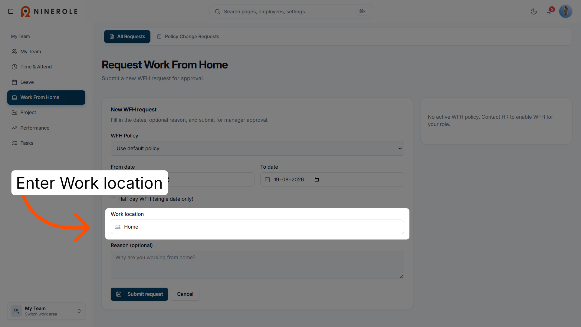 Select Work Location